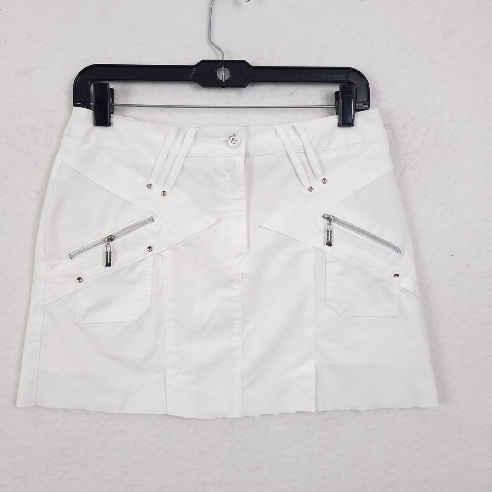 Jamie Sadock Golf Skort Womens Size 2 White Technical Stretch Zip Pockets